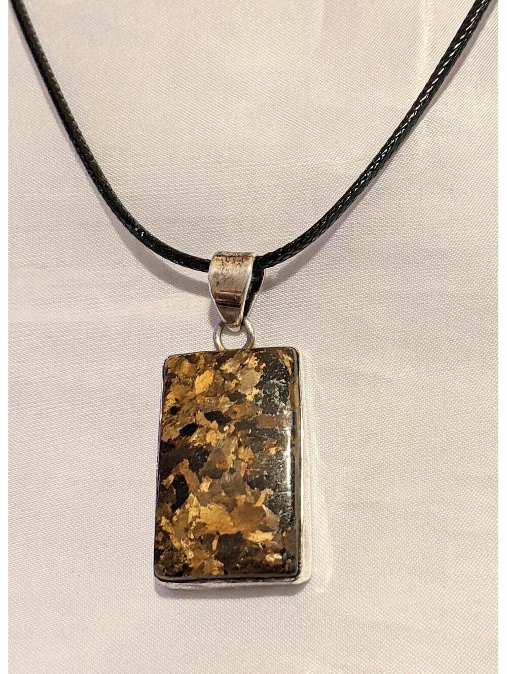 Vintage Brown Pietersite 925 Sterling Silver Pendant Necklace Handmade NOS